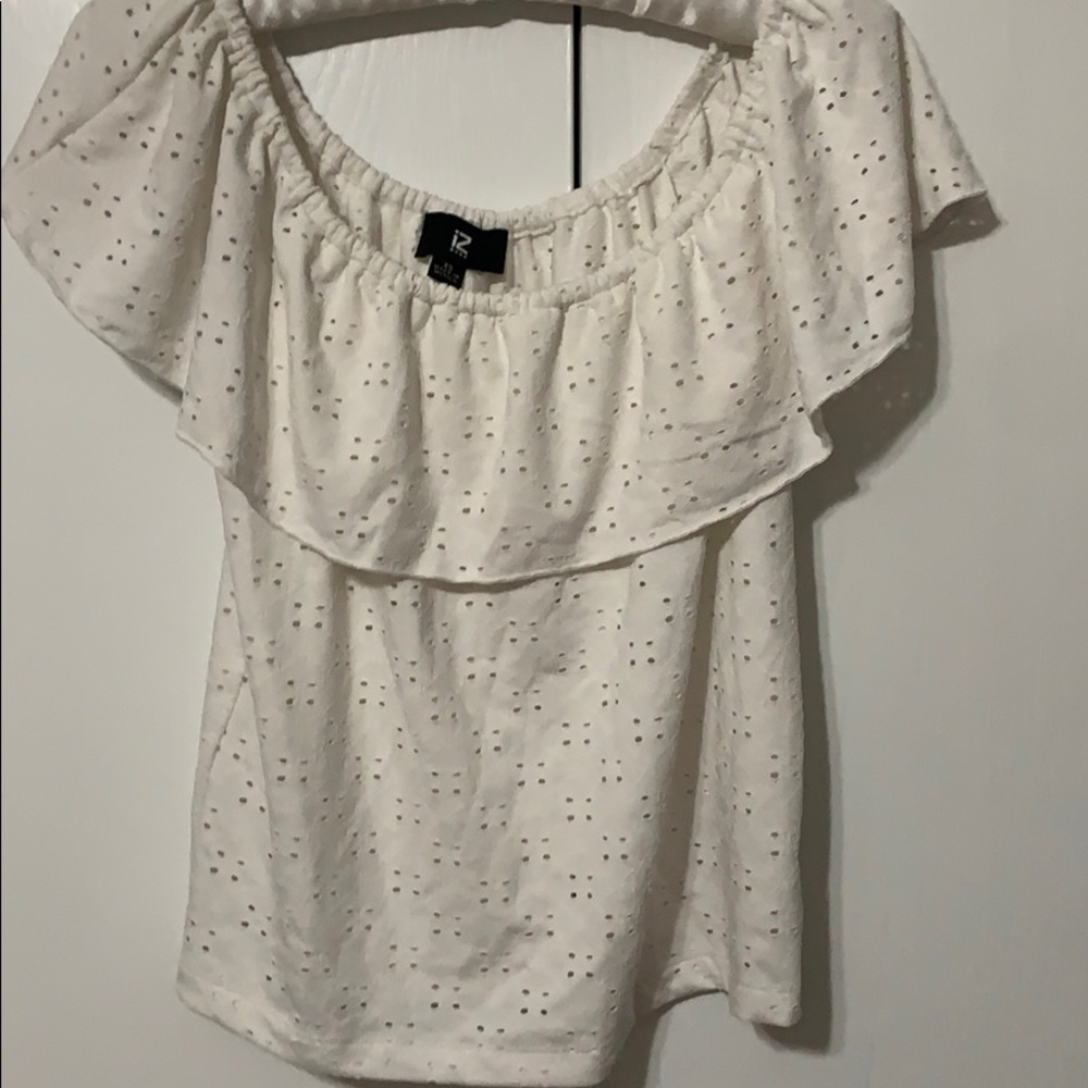 IZ Byer White Eyelet Boho Top